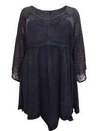 Eaonplus BLACK Empire Renaissance Embroidered Tunic - Plus Size 18 to 32 Eaonplus BLACK Empire Renaissance Embroidered Tunic - Plus Size 18 to 32