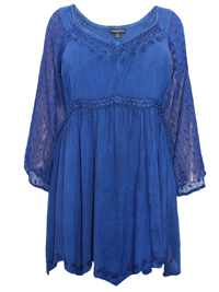 Eaonplus INDIGO Empire Renaissance Embroidered Tunic - Plus Size 18 to 32 Eaonplus INDIGO Empire Renaissance Embroidered Tunic - Plus Size 18 to 32