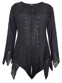 eaonplus BLACK Renaissance Gothic Zigzag Tunic Top - Plus Size 18 to 32 eaonplus BLACK Renaissance Gothic Zigzag Tunic Top - Plus Size 18 to 32