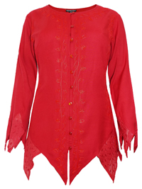 eaonplus DARK RED Renaissance Gothic Zigzag Tunic Top - Plus Size 18 to 32 eaonplus DARK RED Renaissance Gothic Zigzag Tunic Top - Plus Size 18 to 32
