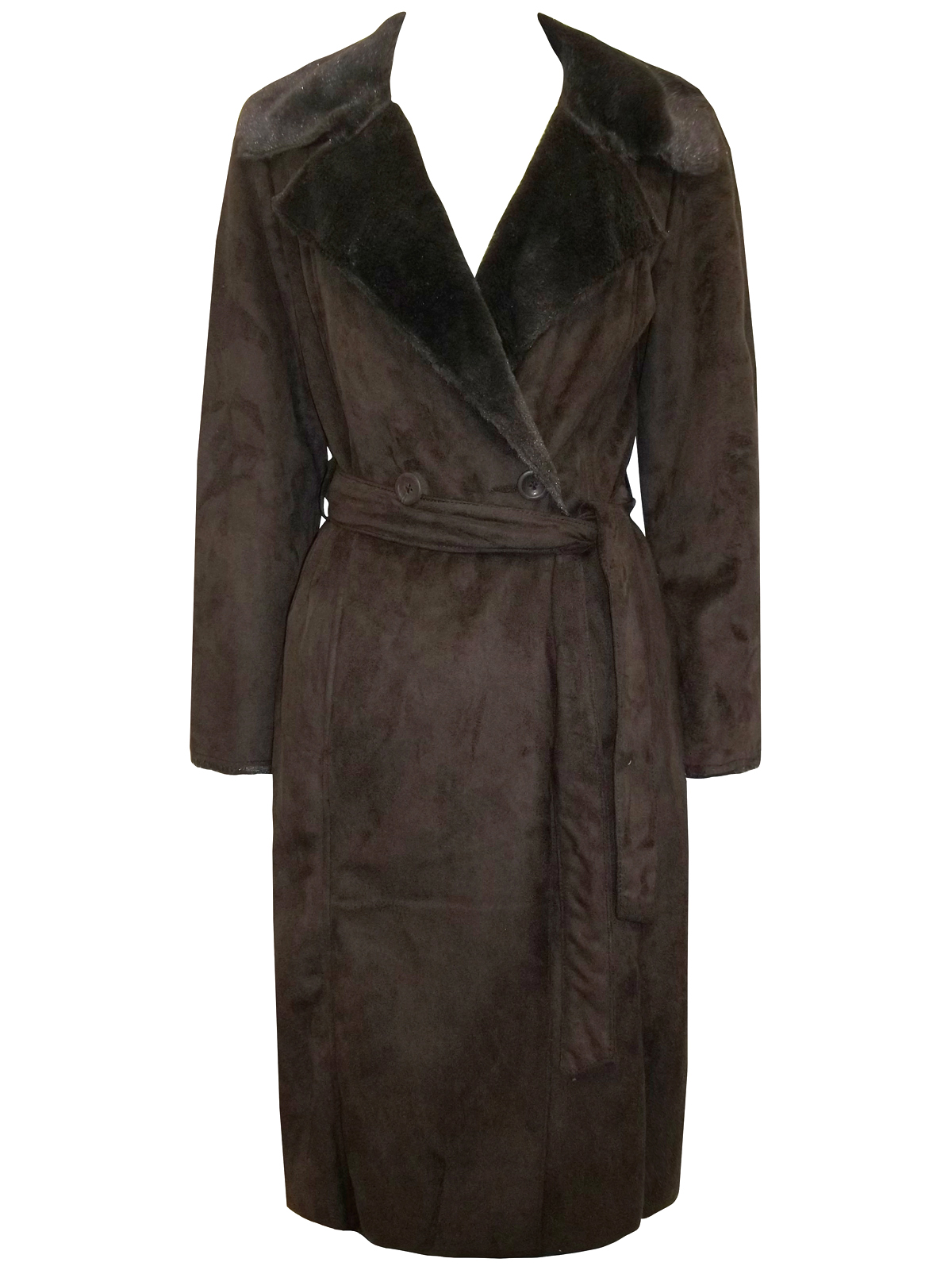 MINUET Minu3t DARKBROWN Moleskin Faux Fur Coat w/BELT Size 8 to 18
