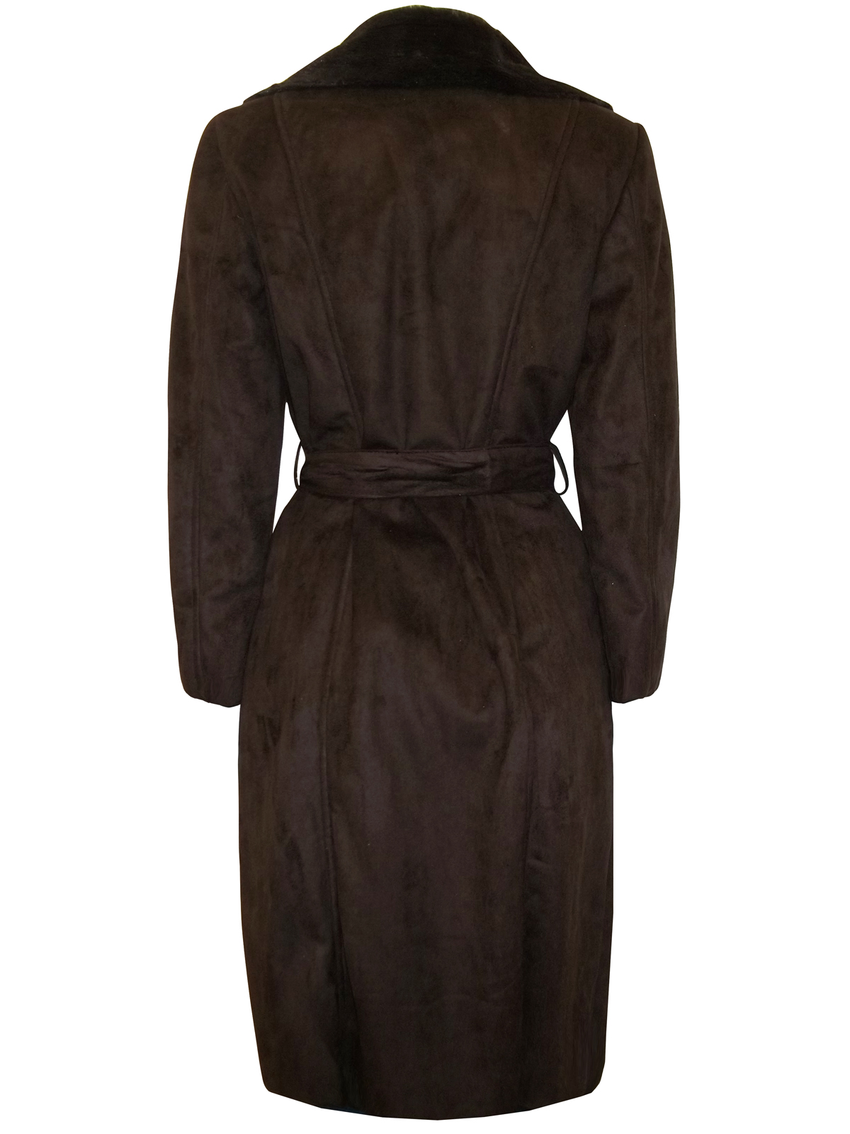 MINUET Minu3t DARKBROWN Moleskin Faux Fur Coat w/BELT Size 8 to 18