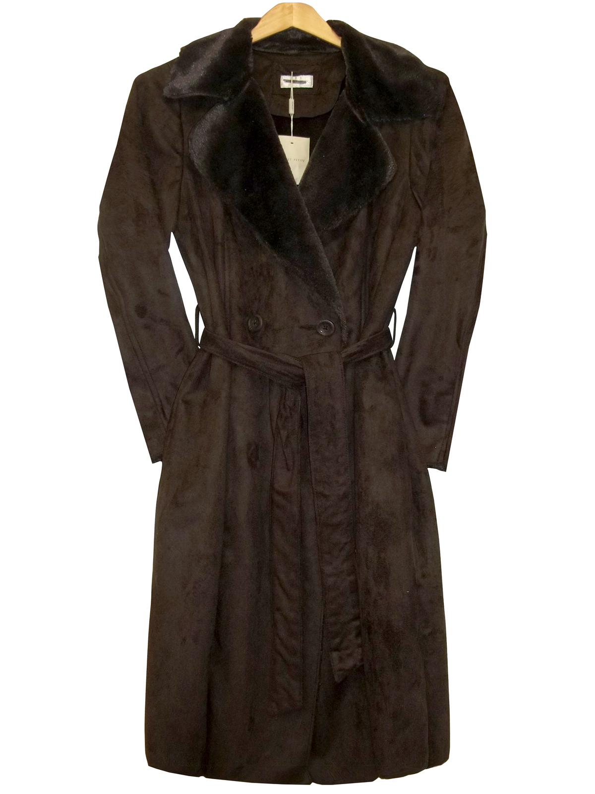 MINUET Minu3t DARKBROWN Moleskin Faux Fur Coat w/BELT Size 8 to 18