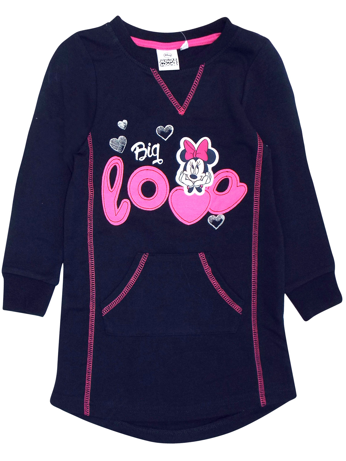 Licenced Disney Girls Navy Pure Cotton Minnie Mouse Long Sleeve T-shirt