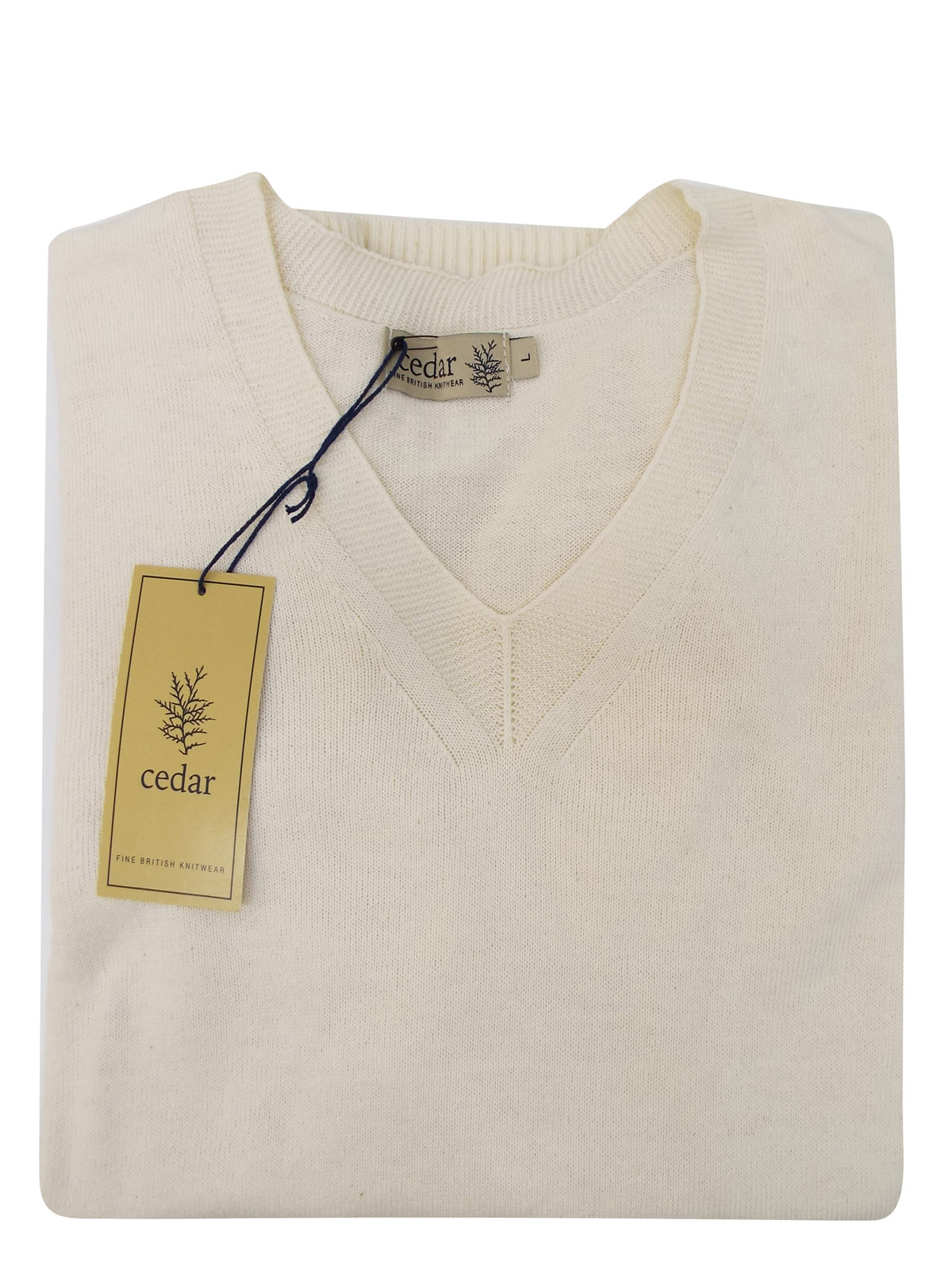 Cedar Mens ECRU Seamless Crew Neck Cotton Handloomed Knitted Jumper