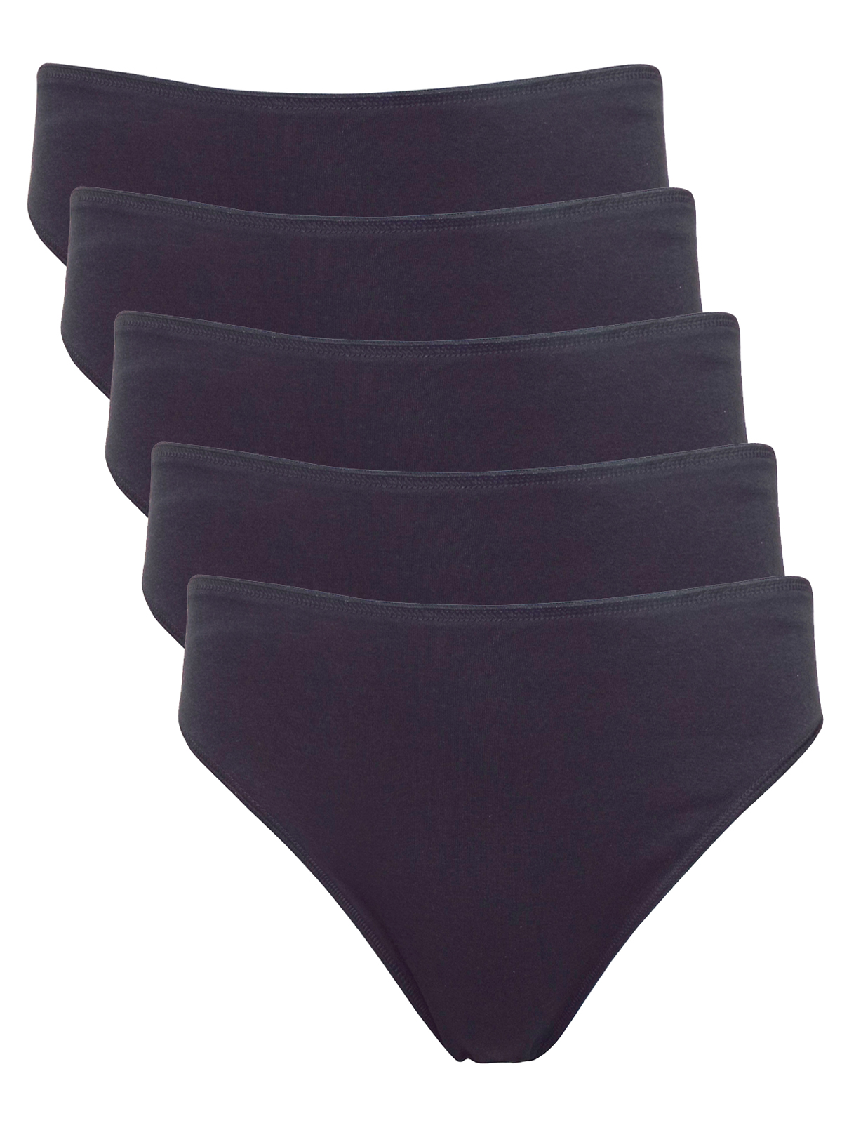 BLACK 5Pack Plain High Leg Knickers Size 8 to 20