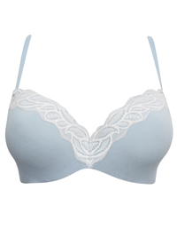 Oysho BLUE Lace Trim Smoothing Moulded Full Cup Bra - Size 32 (B cup) Oysho BLUE Lace Trim Smoothing Moulded Full Cup Bra - Size 32 (B cup)