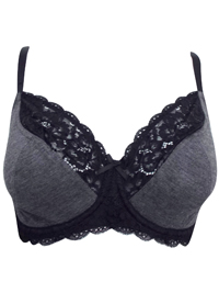 F&F GREY Modal Blend Contrast Lace Wired Full Cup Bra - Size 32 (DD cup) F&F GREY Modal Blend Contrast Lace Wired Full Cup Bra - Size 32 (DD cup)