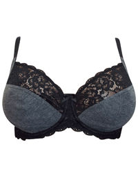 F&F GREY Modal Blend Contrast Lace Wired Full Cup Bra - Size 34 to 40 (DD-E-F-G) F&F GREY Modal Blend Contrast Lace Wired Full Cup Bra - Size 34 to 40 (DD-E-F-G)