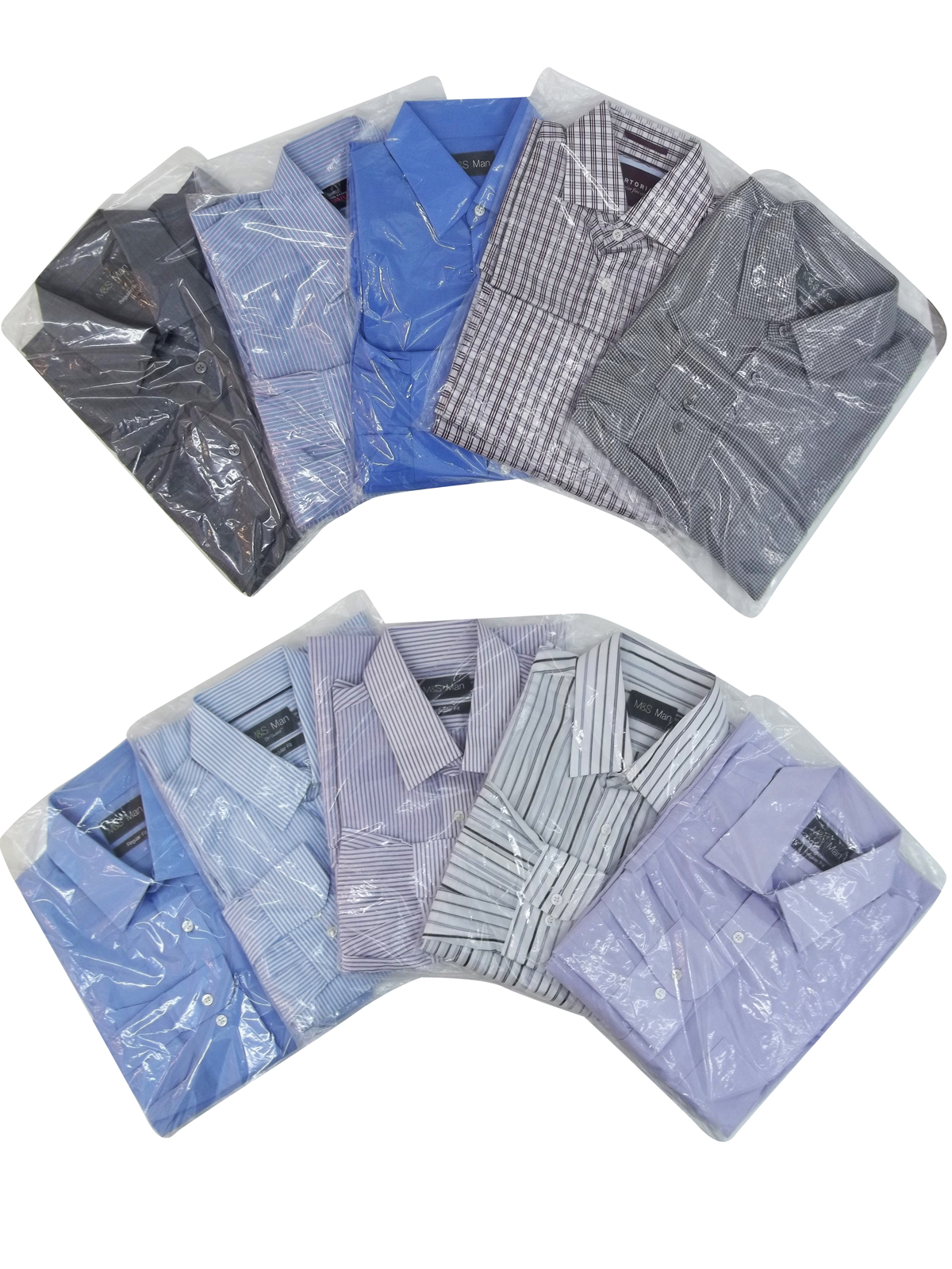 Marks and Spencer M&5 10Pack Assorted Cotton Blend Long Sleeve