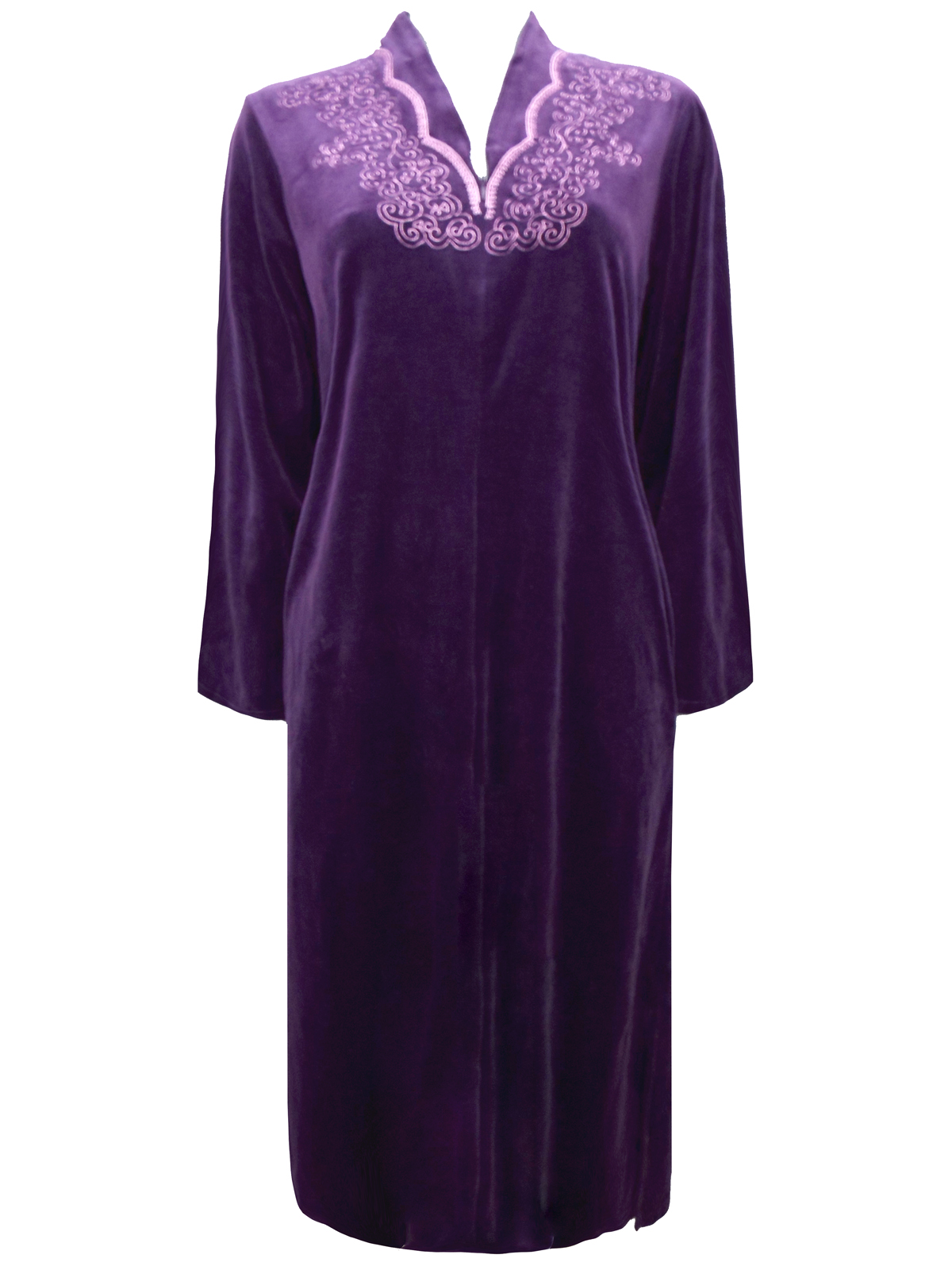 BHS BH5 PURPLE Embroidered Velour Robe Nightdress Size 8/10 to 20/22