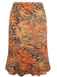 Avenue ORANGE Pull On Leaf Print Skirt - Plus Size 14/16 to 30/32 Avenue ORANGE Pull On Leaf Print Skirt - Plus Size 14/16 to 30/32