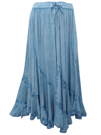eaonplus CHAMBRAY Scalloped Renaissance Maxi Skirt - Plus Size 14/16 to 34/36 eaonplus CHAMBRAY Scalloped Renaissance Maxi Skirt - Plus Size 14/16 to 34/36
