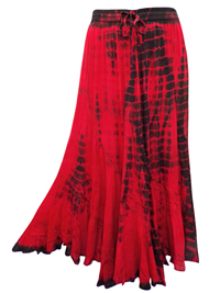 eaonplus RED/BLACK Scalloped Renaissance Tie Dye Maxi Skirt - Plus Size 14/16 to 34/36 eaonplus RED/BLACK Scalloped Renaissance Tie Dye Maxi Skirt - Plus Size 14/16 to 34/36