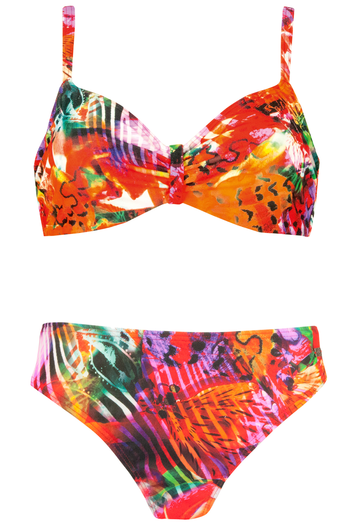 Naturana ORANGE Jungle Print Underwired Ruched Bikini Set Size 10