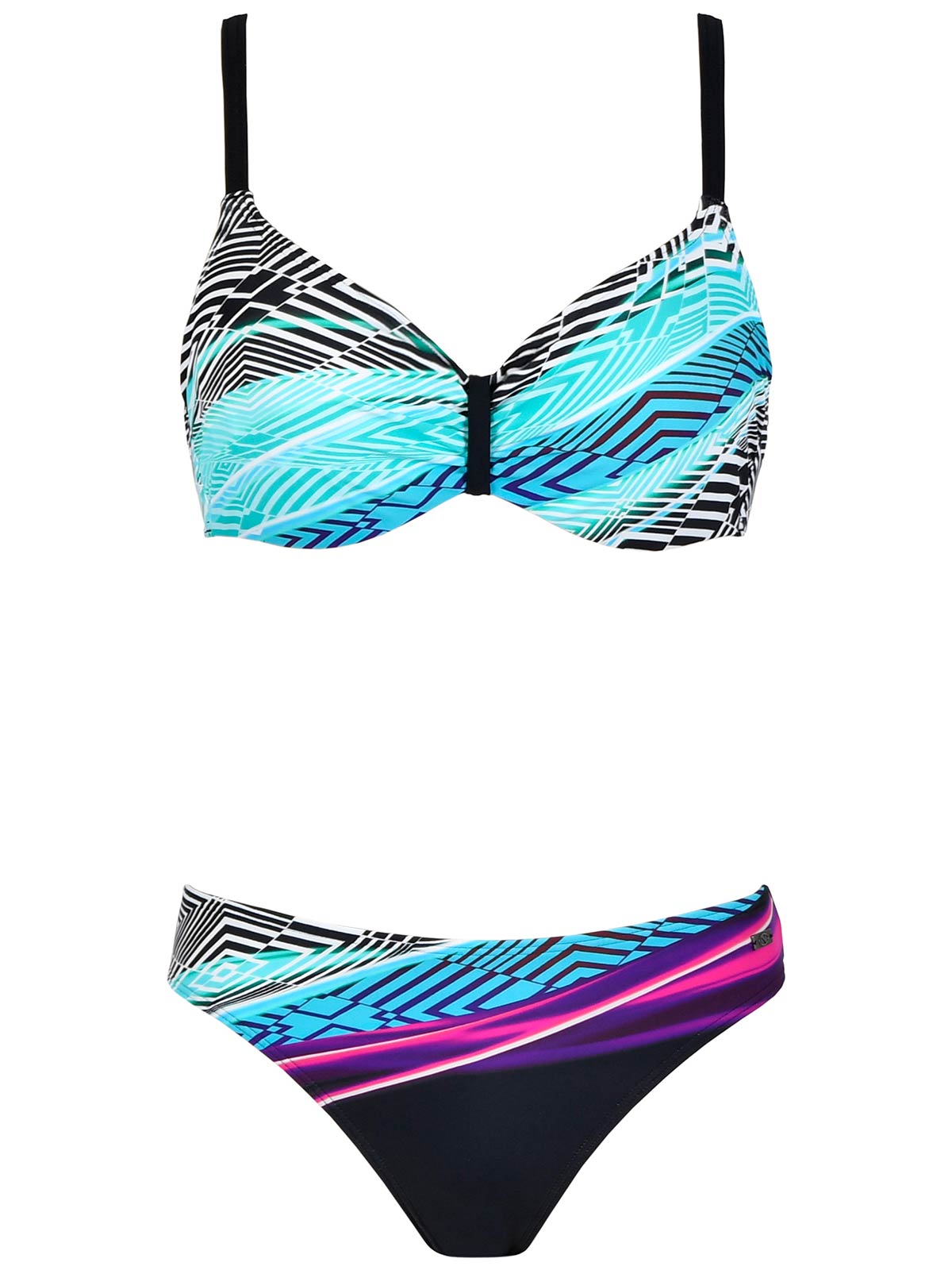 Naturana Naturana TURQUOISE Printed Wired Bikini Set Size 10