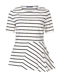 M&5 IVORY Striped Short Sleeve Peplum Top - Size 10 to 24 M&5 IVORY Striped Short Sleeve Peplum Top - Size 10 to 24