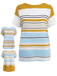M&5 BLUE Button Back Striped Top - Size 10 to 22 M&5 BLUE Button Back Striped Top - Size 10 to 22