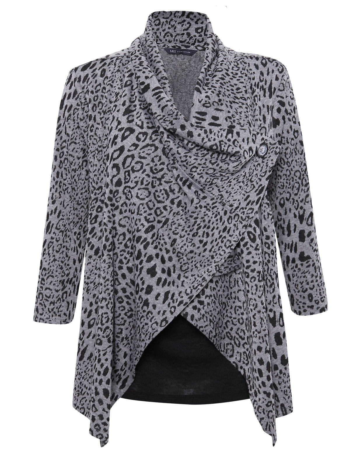 Marks and Spencer - - M&5 GREY Cowl Neck Leopard Print Asymmetric Hem ...