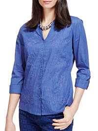 P3rUna BLUE Pure Cotton Embroidered Shirt - Size 8 to 22 P3rUna BLUE Pure Cotton Embroidered Shirt - Size 8 to 22