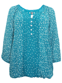 P3rUna GREEN Leaf Print Bubble Hem Top - Size 12 to 24 P3rUna GREEN Leaf Print Bubble Hem Top - Size 12 to 24