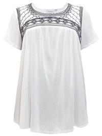 Avenue WHITE Bead Embellished Short Sleeve Top - Plus Size 14/16 to 30/32 Avenue WHITE Bead Embellished Short Sleeve Top - Plus Size 14/16 to 30/32
