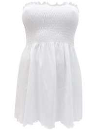 Y0URS WHITE Strapless Smocked Top - Plus Size 16 to 30/32 Y0URS WHITE Strapless Smocked Top - Plus Size 16 to 30/32
