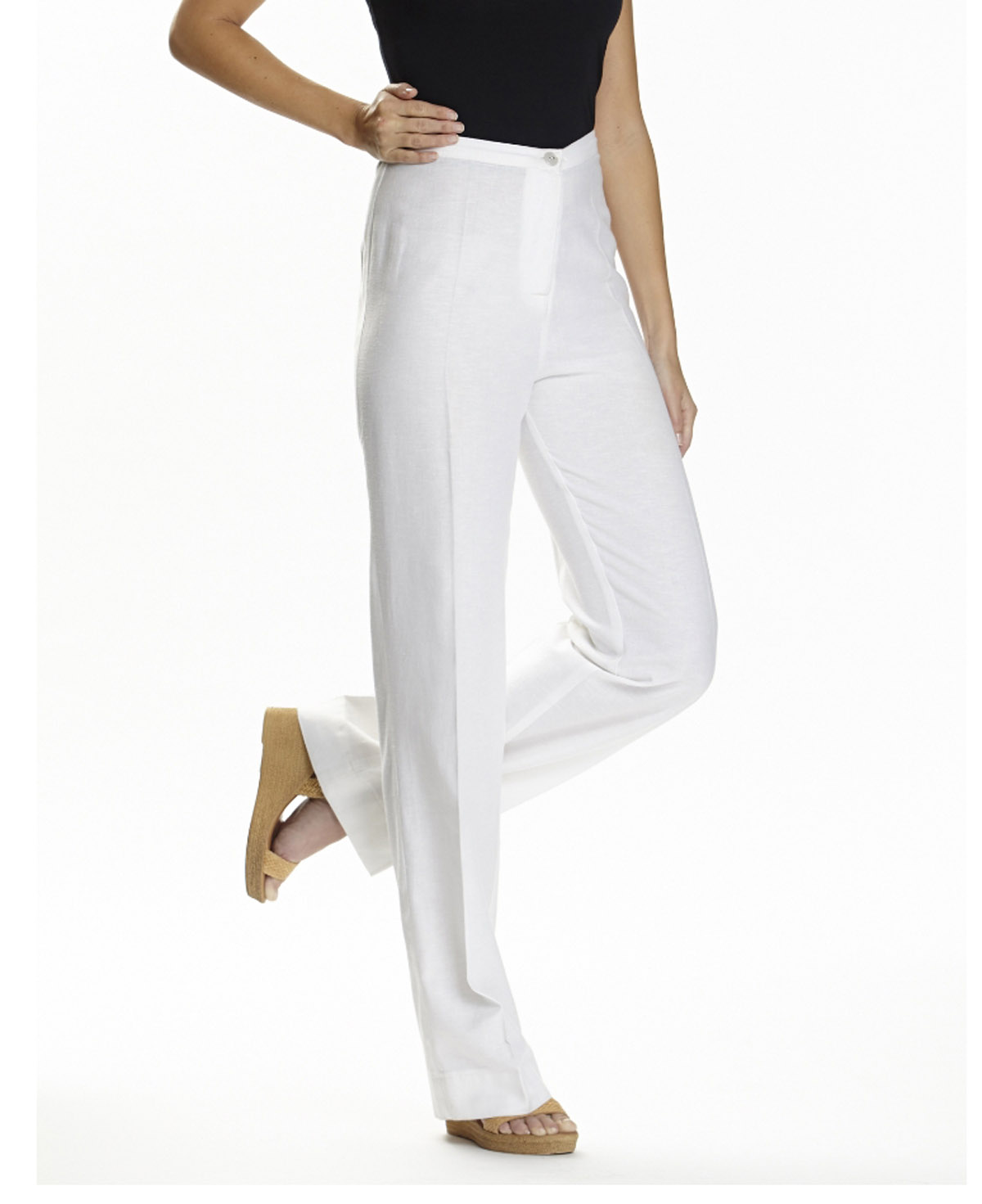 Joanna Hope WHITE Linen Blend Trousers 