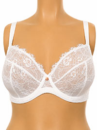 Plus Size White Non Padded Tonal Lace Logo Under Wired Bra - Size 38 to 46 (D to G Cups)