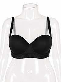 Plus Size Black Longline Moulded Strapless Bra - Size 38 to 46 (D to G Cups)