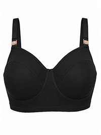 BLACK Soft Mesh Balconette Longline Bra - Size 38 to 46 (D to G Cups)