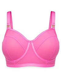 PINK Soft Mesh Balconette Longline Bra - Size 38 to 46 (D to G Cups)