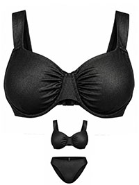 BLACK Lurex Underwired Balconette Bikini Top - Size 16 to 22 (Matching Brief Listed)