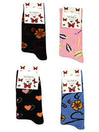 36-PAIRS Assorted Printed Cotton Rich Ankle High Socks - Shoe Size 3-7