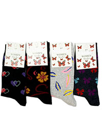 24-PAIRS pack of Ladies Printed Cotton Rich Ankle High Socks - Shoe Size 3-7 24-PAIRS pack of Ladies Printed Cotton Rich Ankle High Socks - Shoe Size 3-7
