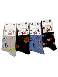 24-PAIRS pack of Ladies Printed Cotton Rich Ankle High Socks - Shoe Size 3-7 24-PAIRS pack of Ladies Printed Cotton Rich Ankle High Socks - Shoe Size 3-7