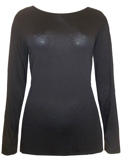 Marks and Spencer - - M&5 BLACK Long Sleeve Viscose Jersey Top - Size 16