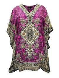 eaonplus PINK Batik Print Kaftan Tunic Top - Size 16 to 34