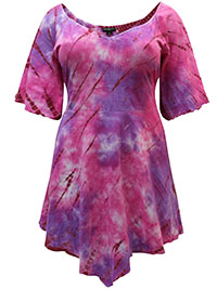 eaonplus PINK Tie Dye Oblong Tunic Blouse - Plus Size 14/16 to 22/24