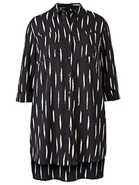 BLACK Printed Longline Oversized Shirt - Plus Size 8 to 28