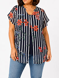 JB NAVY Striped Split Front Top - Plus Size 14 to 32
