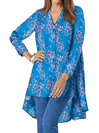 BLUE Hi-Low Georgette Tunic - Size 22 to 26 (US 20W to 24W)