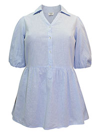 BLUE Stripe Tiered V-Neck Shirt - Plus Size 12 to 28