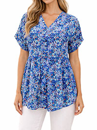 MULTI Floral Button Front Blouse - Size 10 to 28