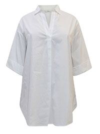 WHITE Short Sleeve Pull Over Oversized Shirt - Plus Size 14 to 28