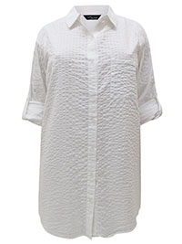 Curve WHITE Pure Cotton Waffle Textured Blouse - Plus Size 20 to 22