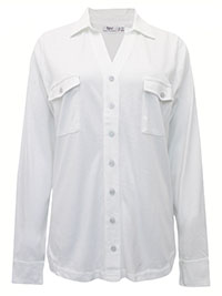 WHITE Long Sleeve Pocket Jersey Shirt - Plus Size 14/16 to 30/32 (M to 3XL)