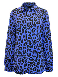 BLUE Animal Print Viscose Shirt - Plus Size 12 to 22