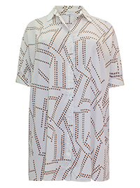 IVORY Spot Print Short Sleeve Blouse  - Plus Size 20 to 32