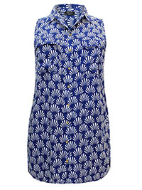 NAVY Fan Print Sleeveless Woven Blouse - Size 10 to 28
